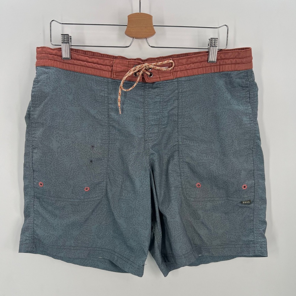 Howler Brothers Mens Size 33 Hybrid Board Shorts Blue Rust Print